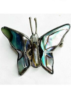 Sterling Silver TAXCO Abalone Butterfly Brooch